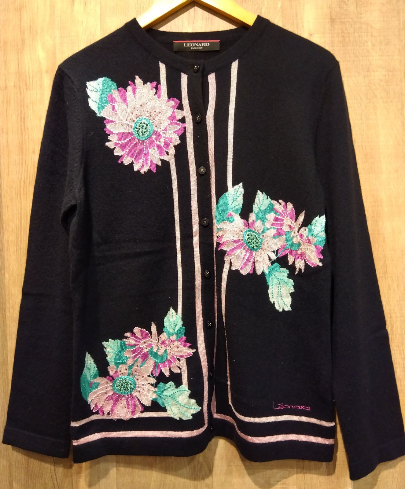 M08LEONARDレオナールカーディガン Lサイズ カシミヤシルク 華やか