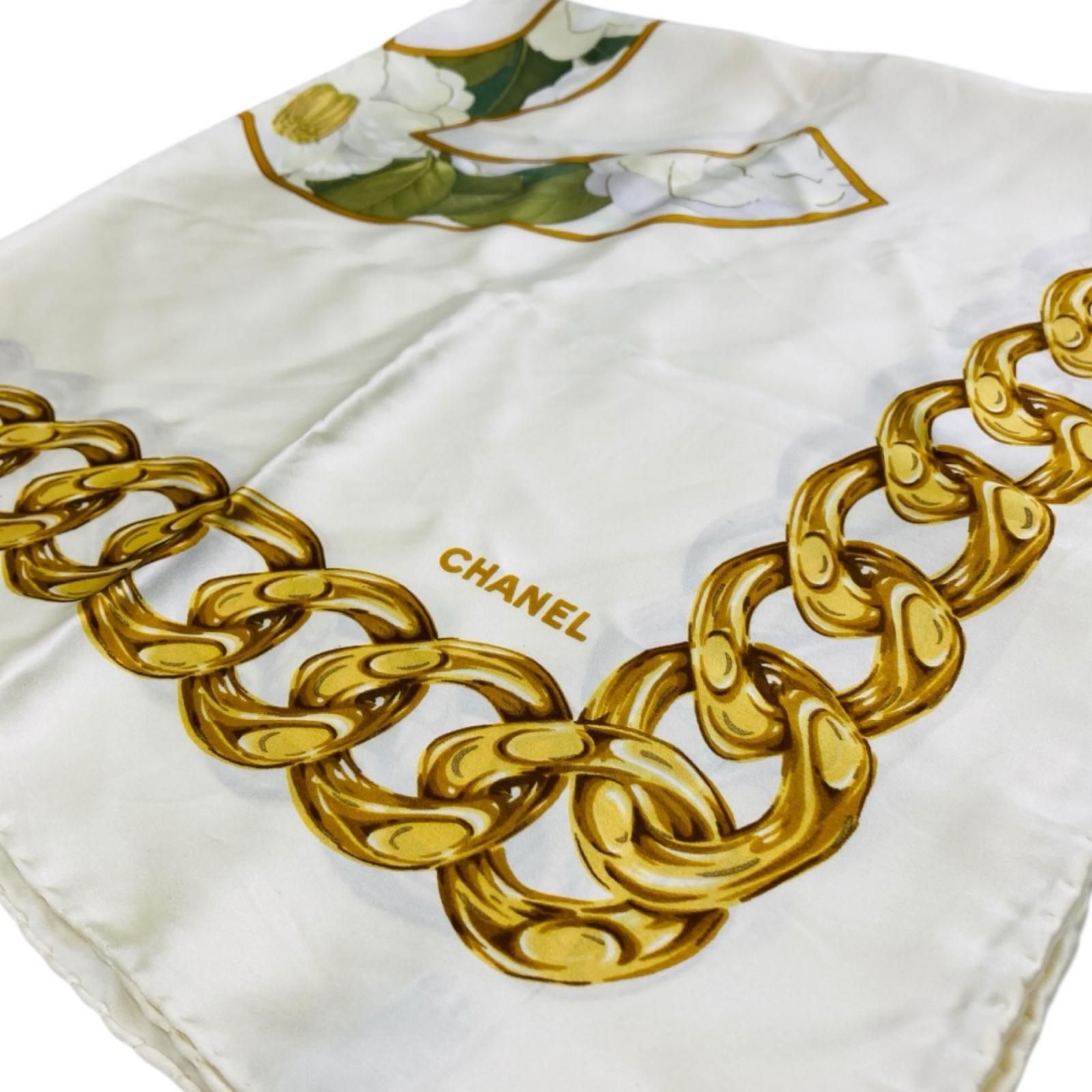 CHANEL シャネル 花柄 ココマーク チェーン柄 スカーフ シルク - メルカリ