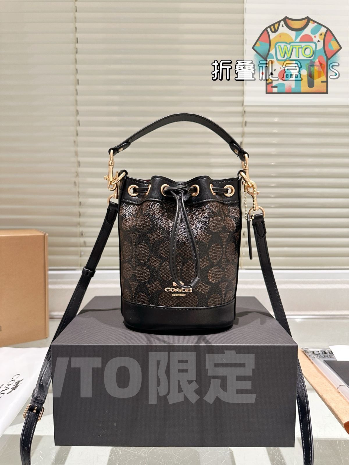 今日特価】Coach コーチ デンプシー15 ミニバケットバッグ 抽ひもで