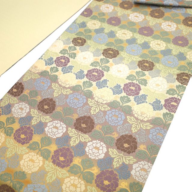 新品未使用　正絹　袋帯　西陣　【金華山唐織】 袋帯 正絹 唐織 西陣織 新品 白地 華文 横段 金銀糸 西陣 大光 礼装用