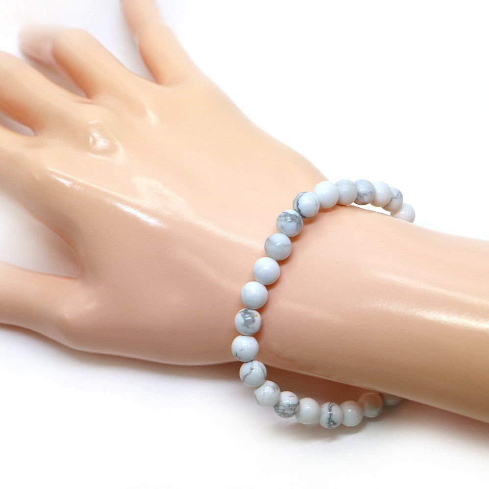 ハウライト マグネサイト【丸玉】7mm 数珠 天然石 ブレスレット