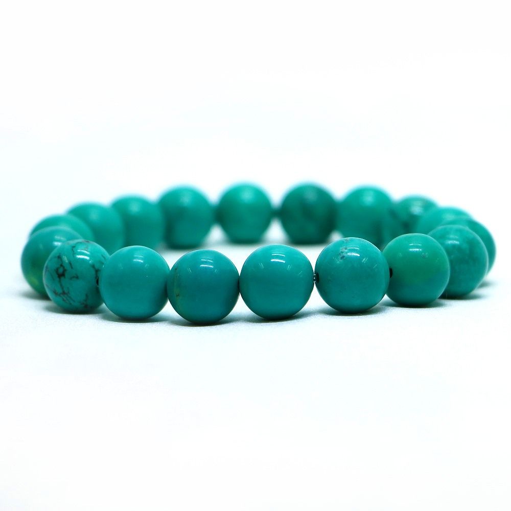 ハウライト マグネサイト ターコイズ(染め グリーン)【丸玉】12mm 数珠
