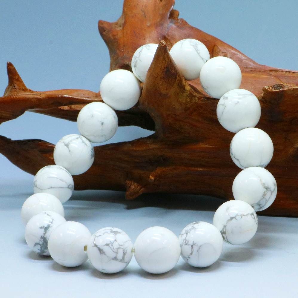 ハウライト マグネサイト【丸玉】14mm 数珠 天然石 ブレスレット