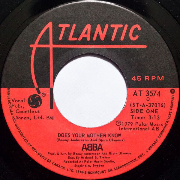 加7” ABBA Does Your Mother Know / Kisses Of Fire AT3574 Atlantic