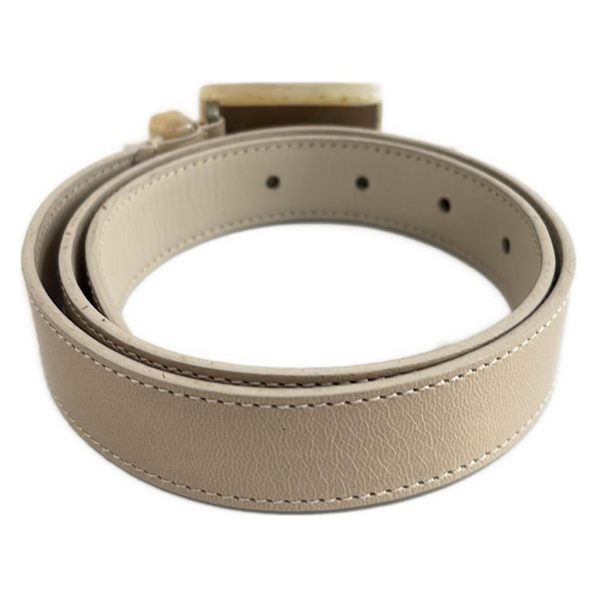 PRADA(プラダ) ベルト 65/26 - ベージュ×アイボリー×ブラウン レザー