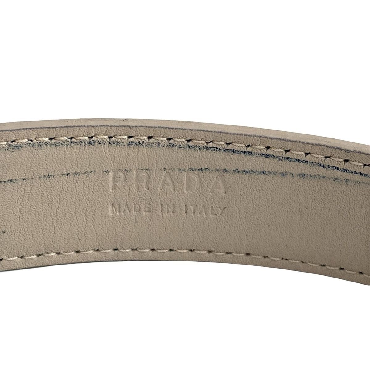 PRADA(プラダ) ベルト 65/26 - ベージュ×アイボリー×ブラウン レザー