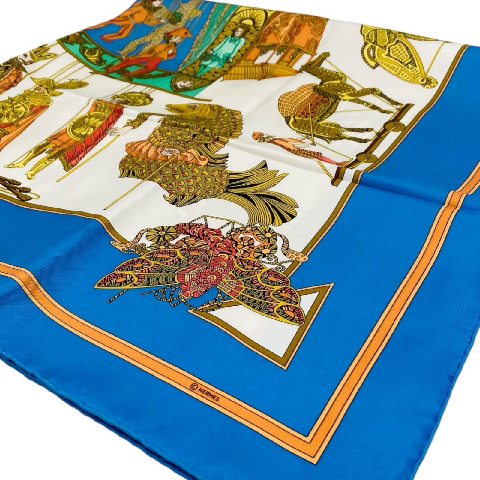 HERMÈS エルメス マリオネット カレ90 スカーフ シルク タグなし