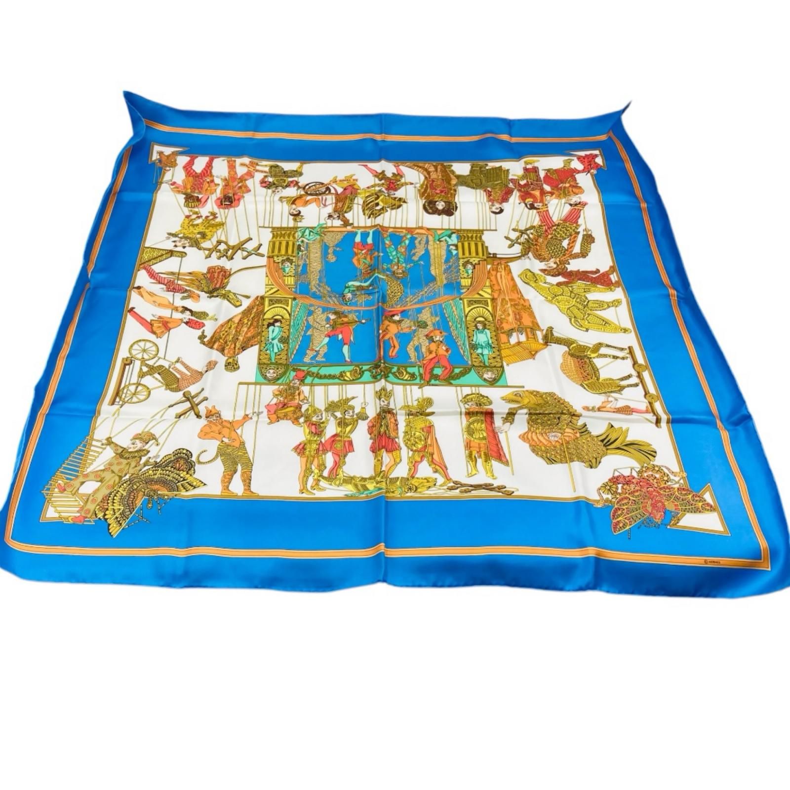 HERMÈS エルメス マリオネット カレ90 スカーフ シルク タグなし