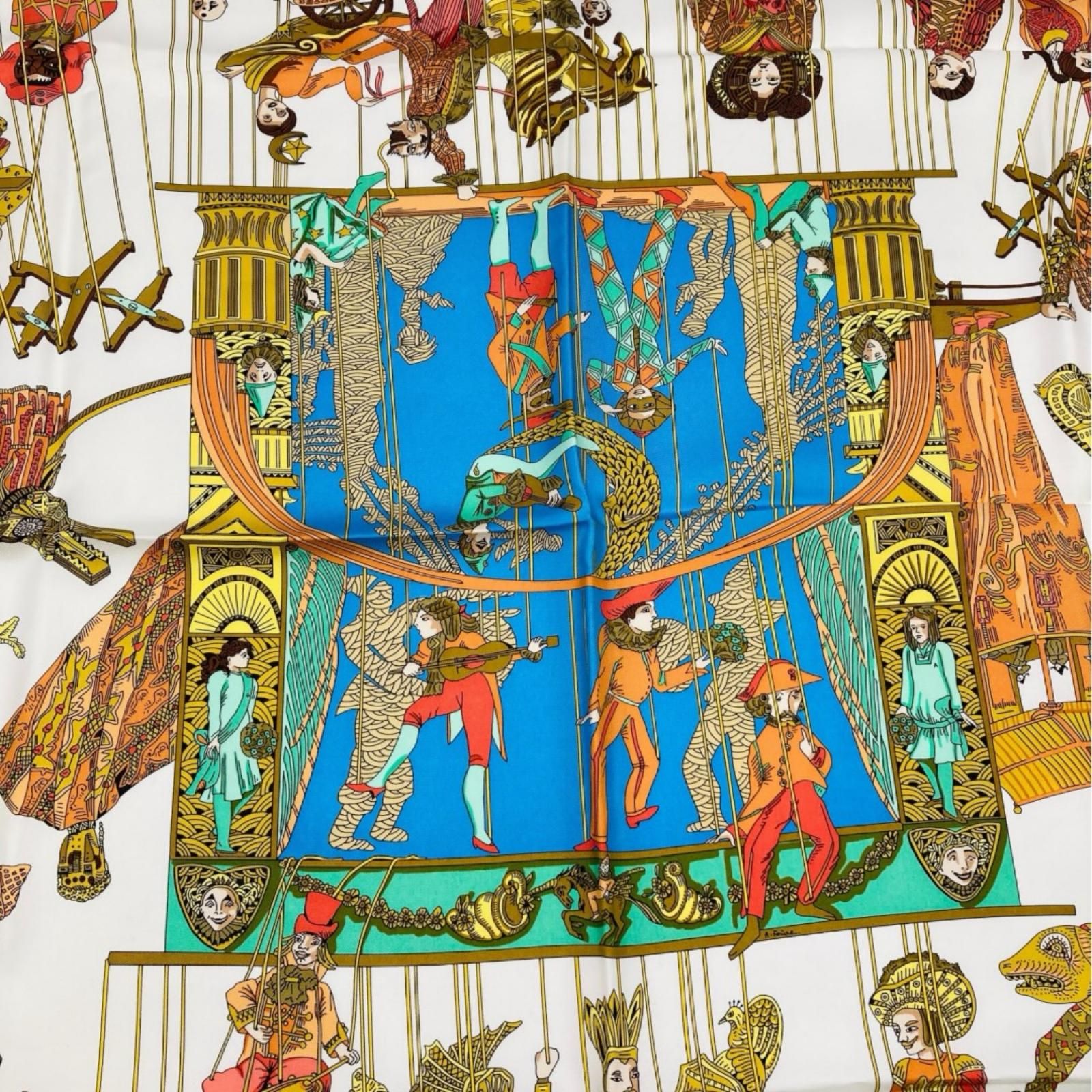 HERMÈS エルメス マリオネット カレ90 スカーフ シルク タグなし