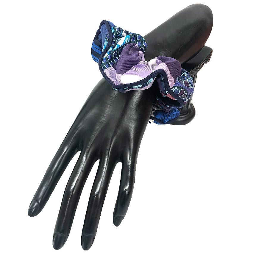 【HERMES】エルメスクラウディアシュシュ ブルーパープル ヘアアクセサリー HERMES エルメス シュシュ クラウディア CHOUCHOU CLAUDIA ヘア