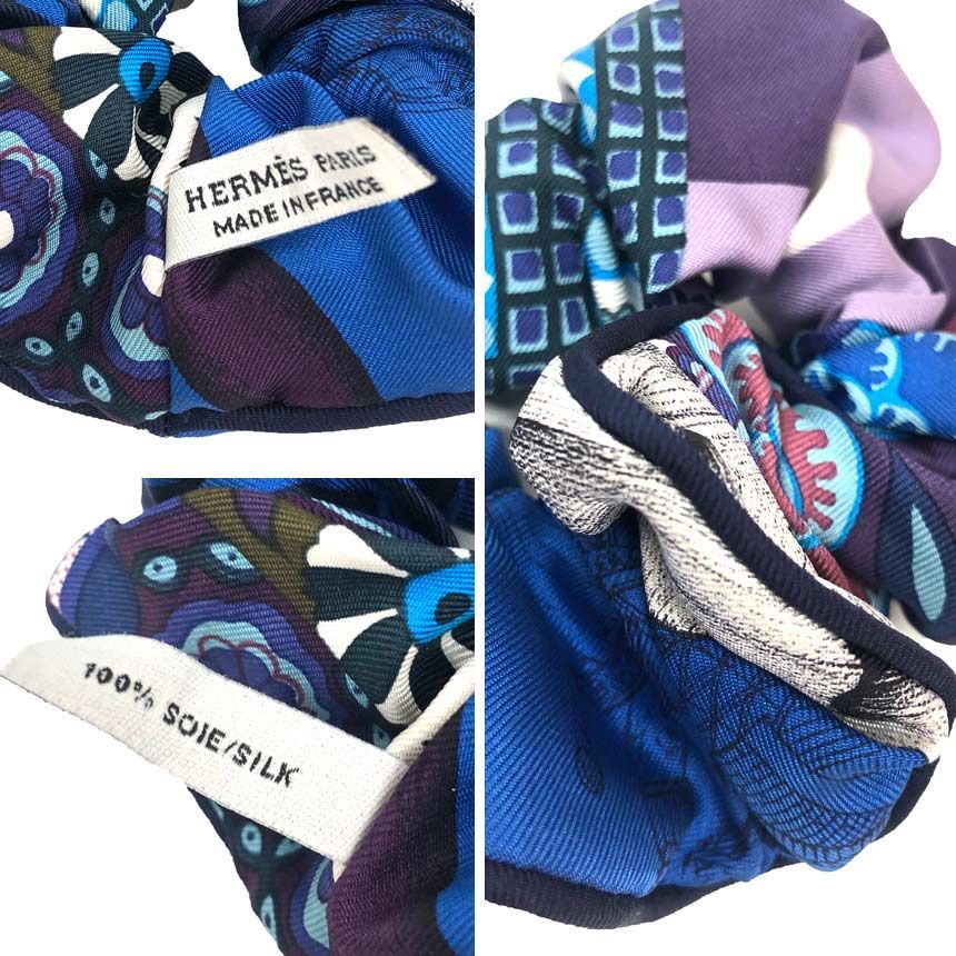 【HERMES】エルメスクラウディアシュシュ ブルーパープル ヘアアクセサリー HERMES エルメス シュシュ クラウディア CHOUCHOU CLAUDIA ヘア