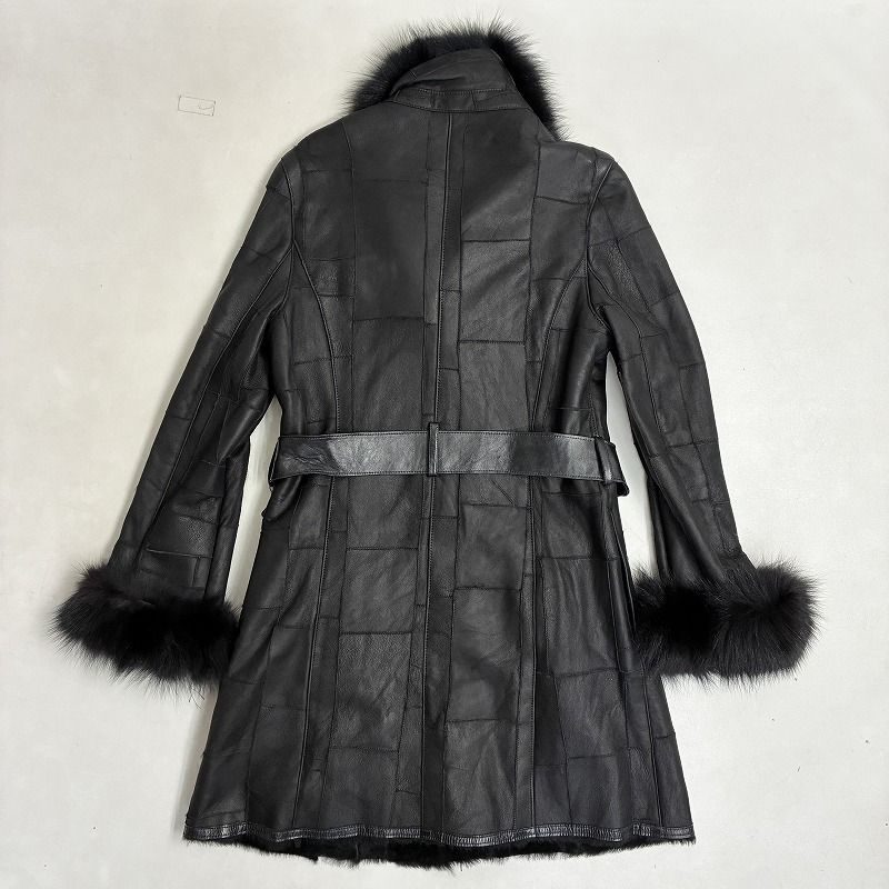 未使用 タグ付き 羊革 フォックスファー レザーコート ◇ MONCADA colle-zioni レザーコート タグ付き アウター ムートン