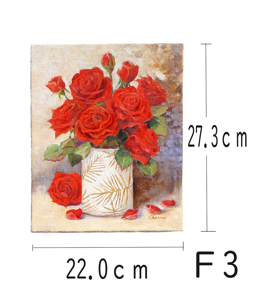 一点物】『 レトロな午後 』油絵 F3号 油彩 バラの絵 絵画 - メルカリ