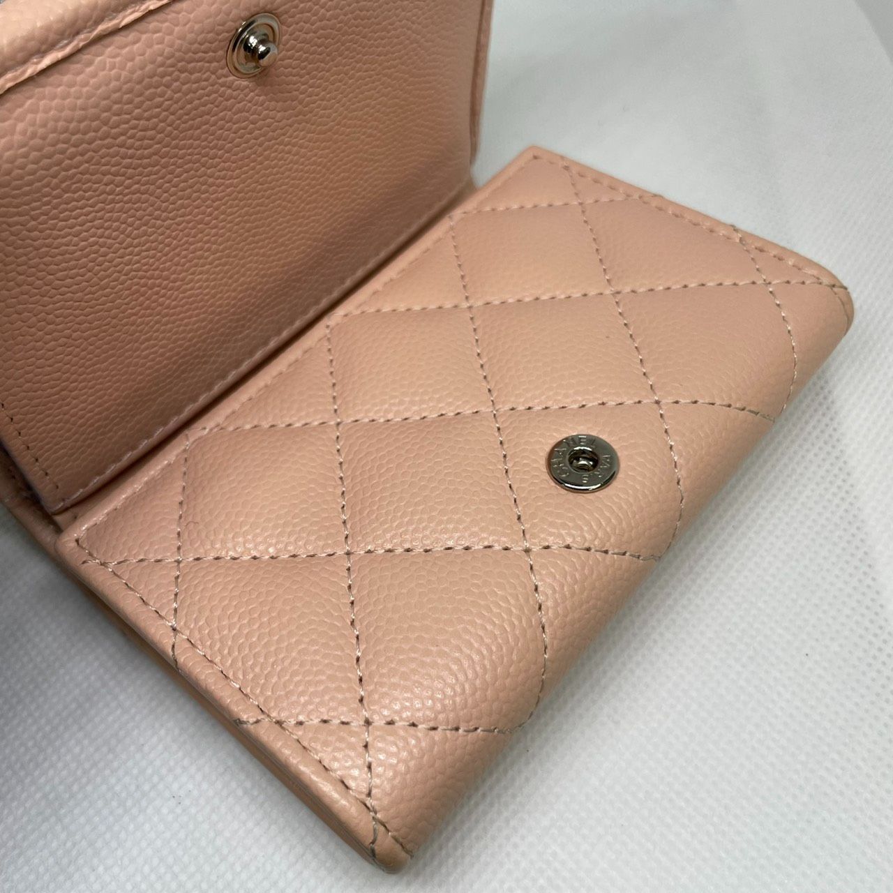 CHANEL】シャネル 3つ折り財布 ピンク キャビアスキン スモール