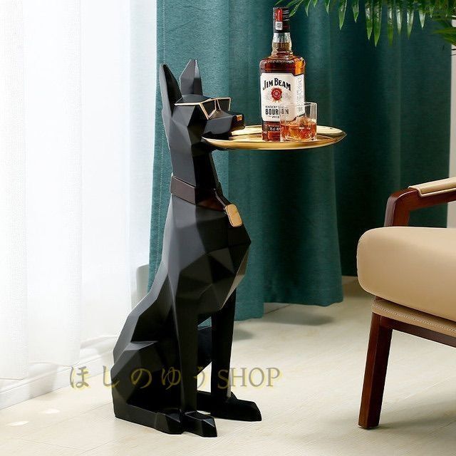 サングラスをつけた 犬 ドーベルマン オブジェ サイドテーブル コーヒーテーブル 置物 サングラス 番犬 防犯 かわいい 北欧