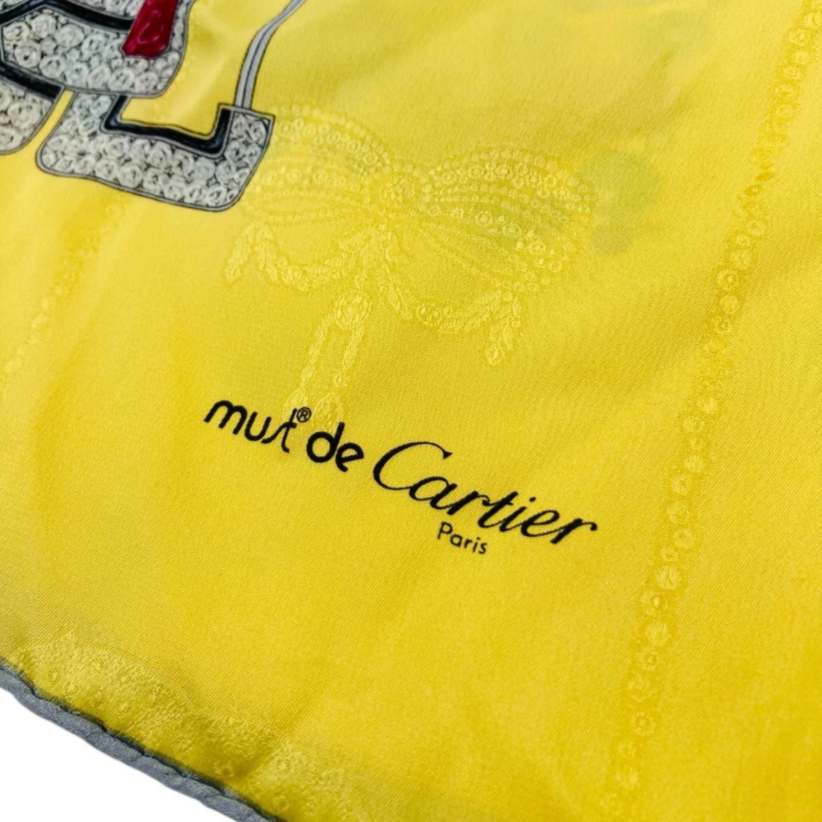 Cartier カルティエ 大判スカーフ 宝石柄 シルク イエロー - メルカリ