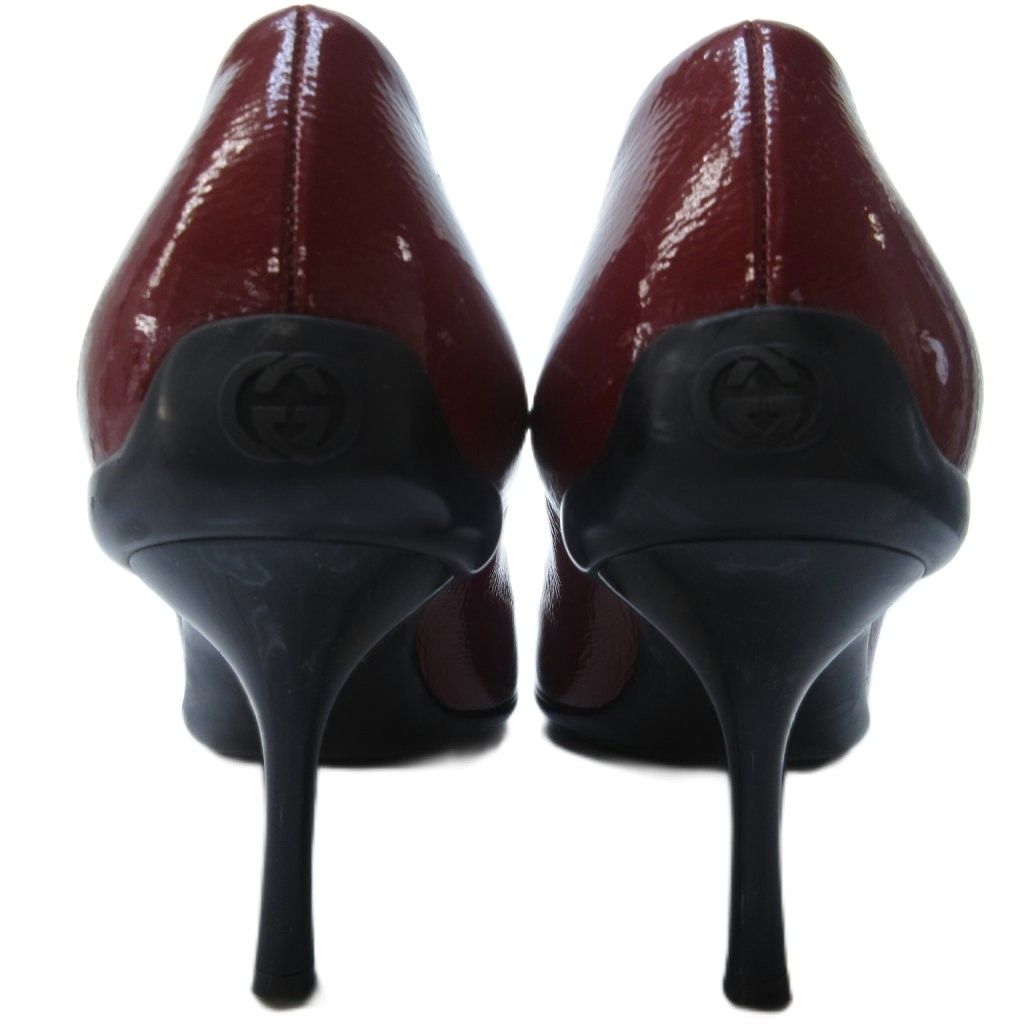 グッチ GUCCI GGリボン エナメル パンプス ラウンドトゥ 赤 レッド 約