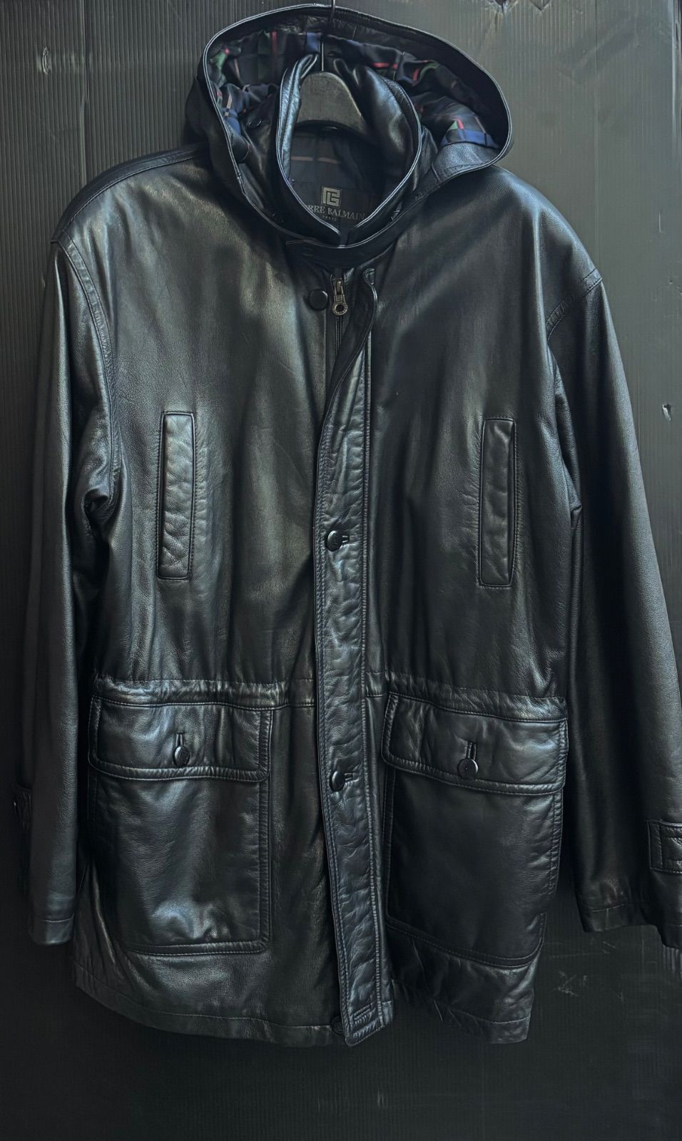 E8641-11◾️ヴィンテージ 美品　ピエールバルマン スプリングコート PIERRE BALMAIN ピエール バルマン ラムレザー コート 取外し可能