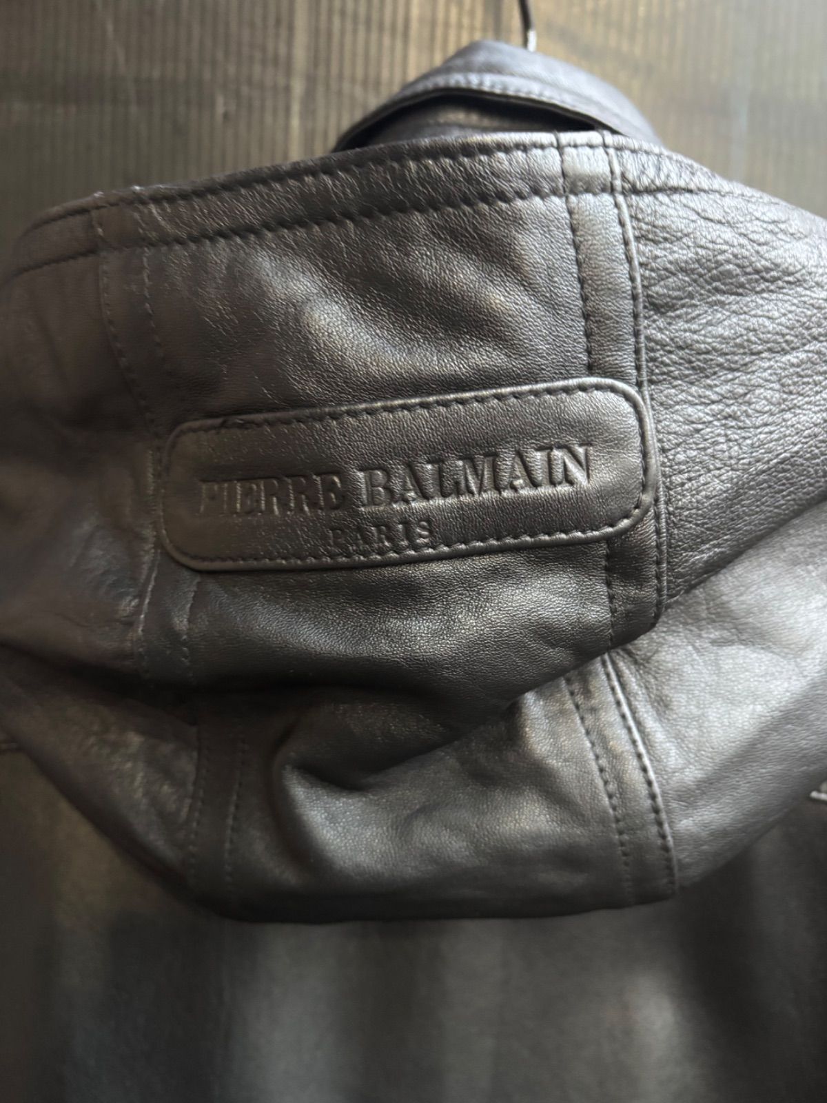 PIERRE BALMAIN ピエール バルマン ラムレザー コート 取外し フード付 ウエストドローコード ライナー 6217