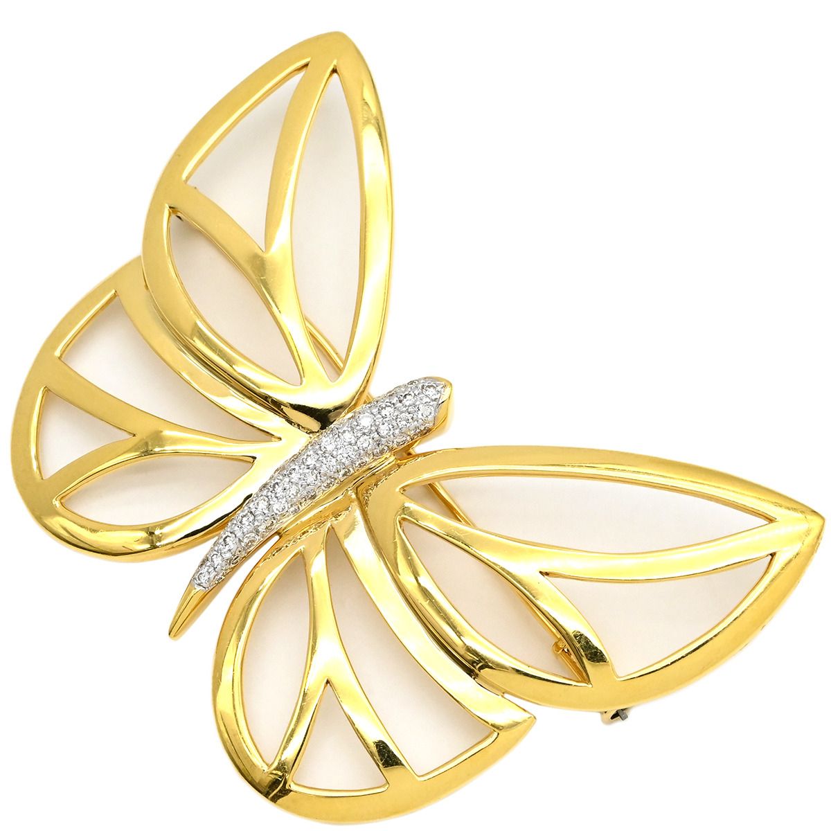 ブローチ K18YG ダイヤモンド イエローゴールド ダイヤモンド 蝶