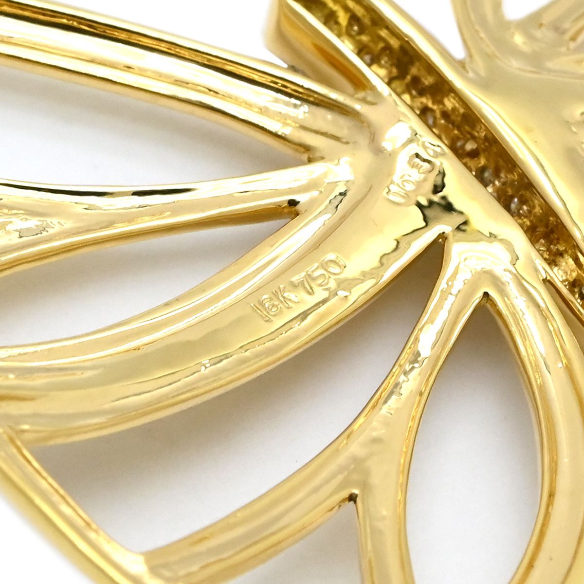 ブローチ K18YG ダイヤモンド イエローゴールド ダイヤモンド 蝶