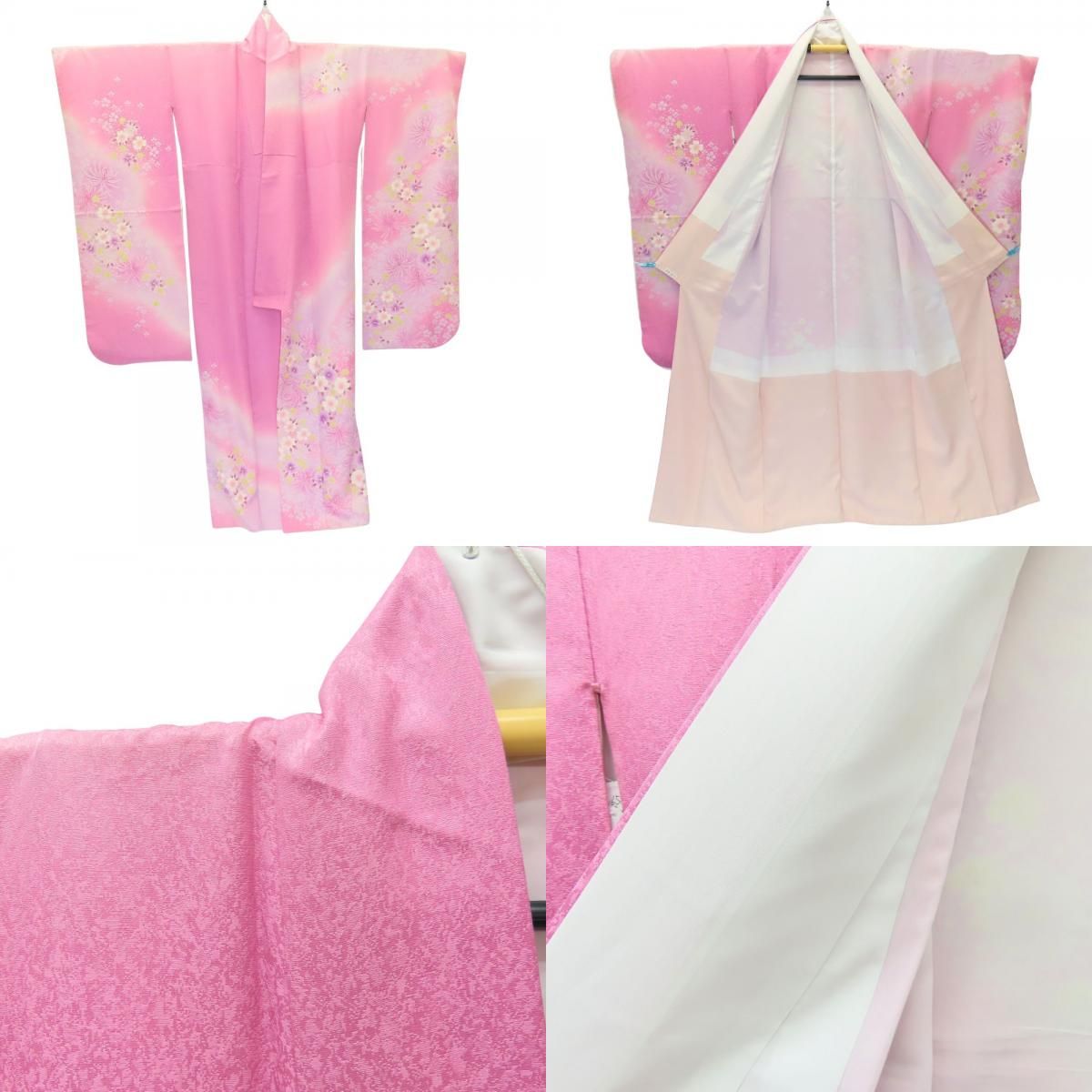振袖 中古 正絹 ピンク - 振袖 身丈158cm 裄丈66.5cm M 袷 桜 雪輪