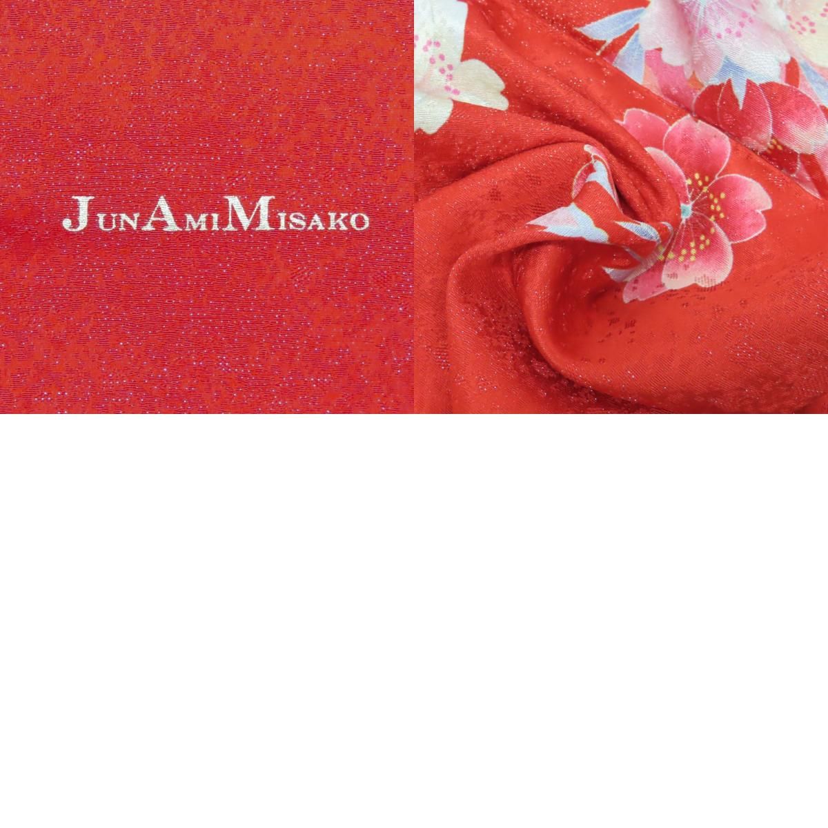 中古】 振袖 正絹(金銀糸除く) レッド ピンク ホワイト 成人式 花に蝶