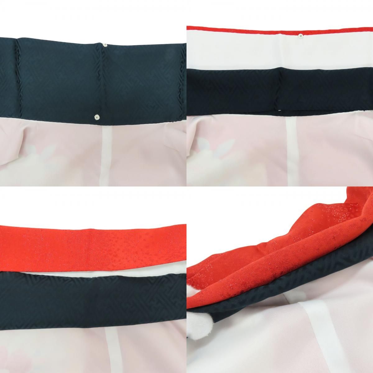 中古】 振袖 正絹(金銀糸除く) レッド ピンク ホワイト 成人式 花に蝶