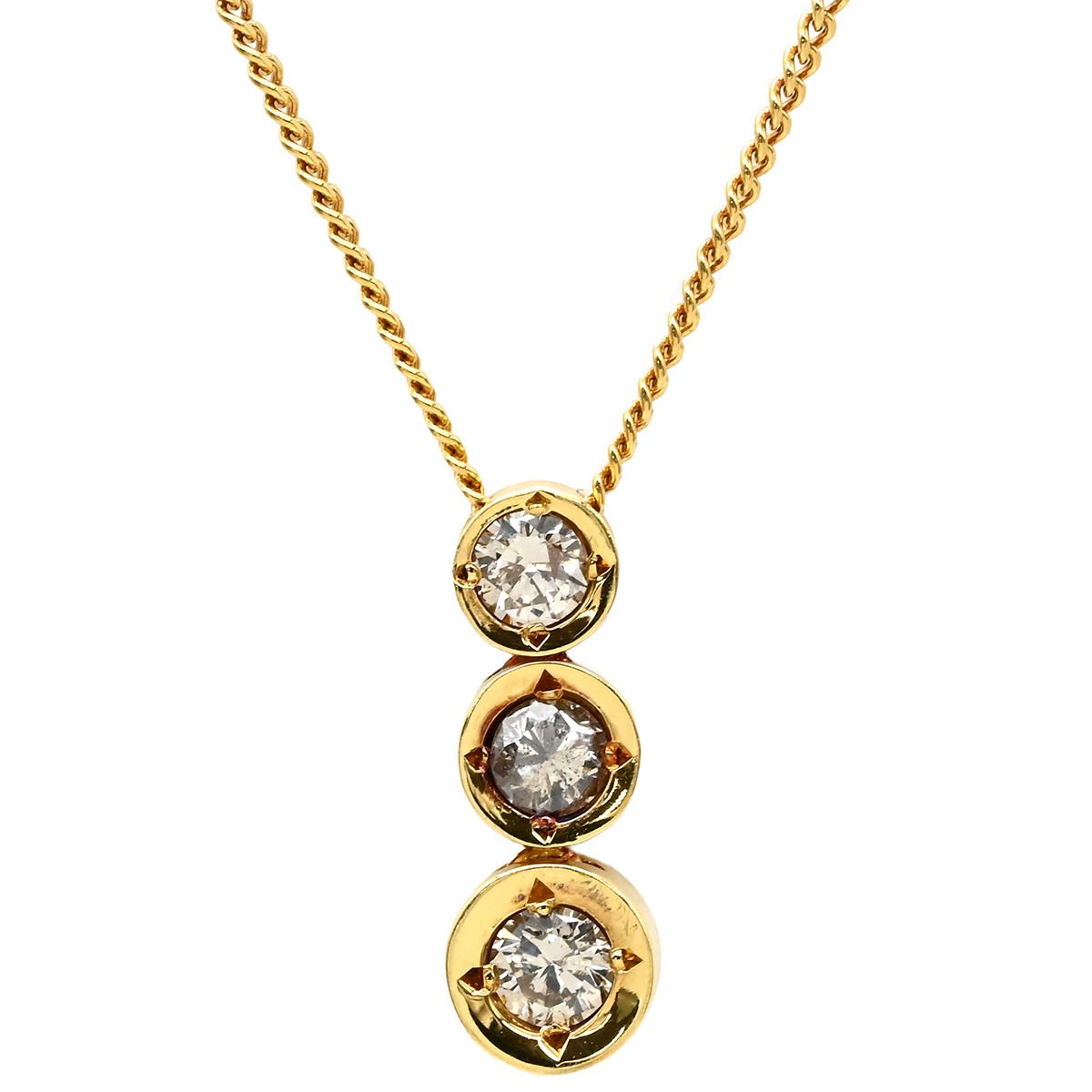 ネックレス 750 YG ダイヤモンド付き ネックレス ダイヤペンダント K18YG ダイヤモンド イエローゴールド