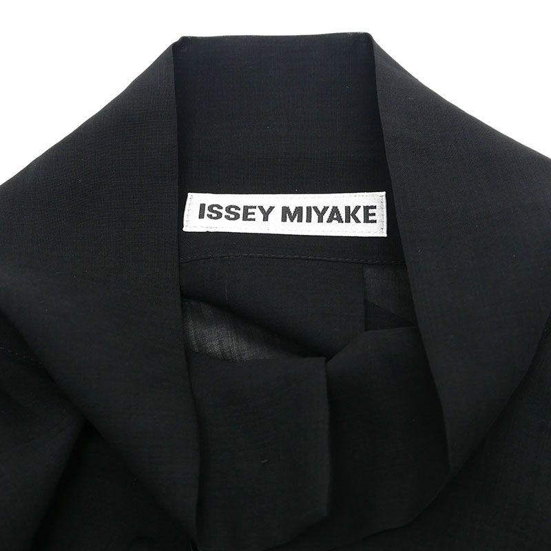 イッセイミヤケ シアーロングシャツ サイズ2 ブラック ブラウス