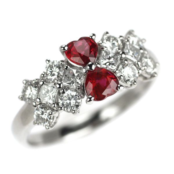 ハートのルビー・ダイヤのモダンデザインリング Pt900 サイズ13号 楽天市場】pt900 ハート ルビー リング【ソーティング付】ジュエリー