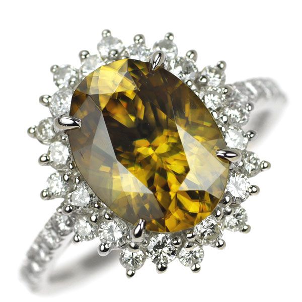 希少 Pt900 スフェーン ダイヤモンド リング 3.402ct D0.67ct - メルカリ