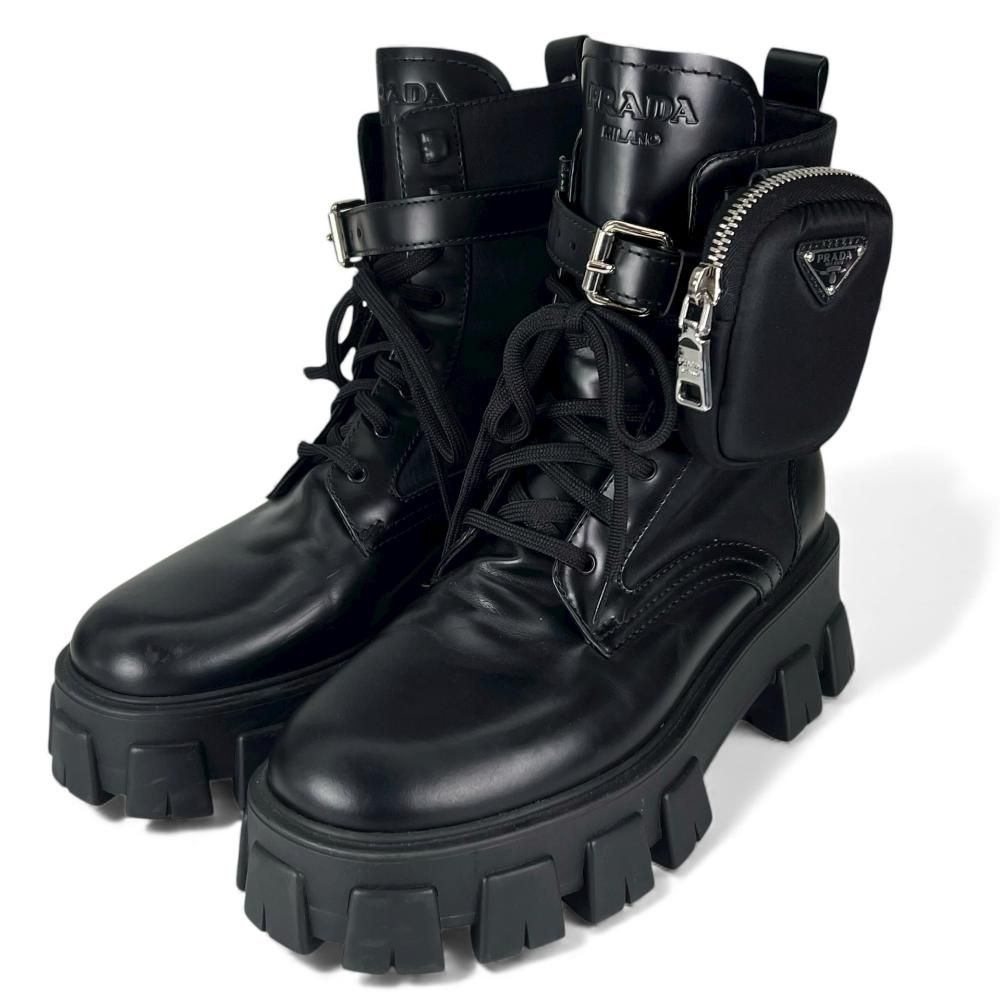 プラダ ブーツ レディース モノリス コンバットブーツ 厚底 レース