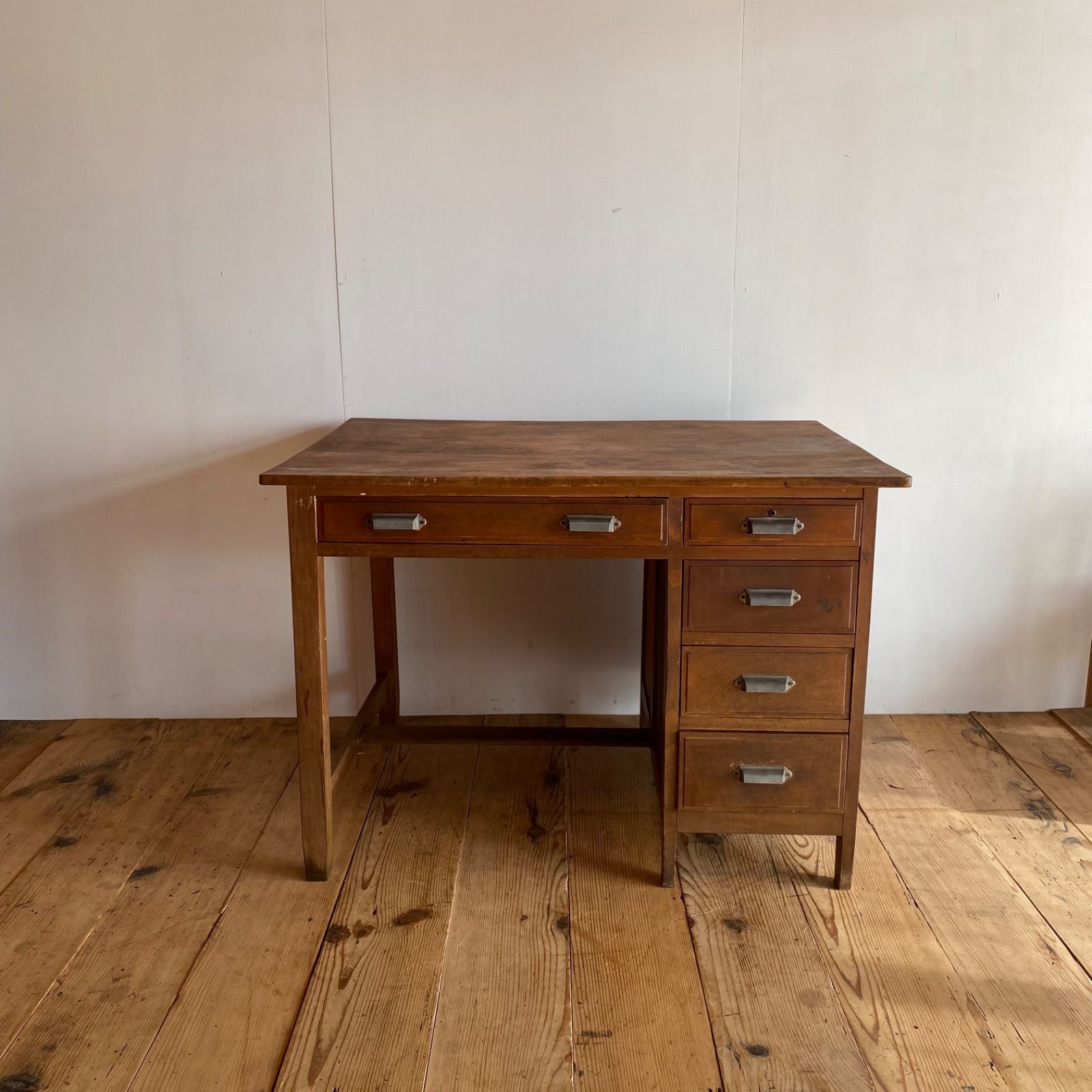 アンティーク 片袖机 デスク テーブル 作業机 古家具 引き出し収納