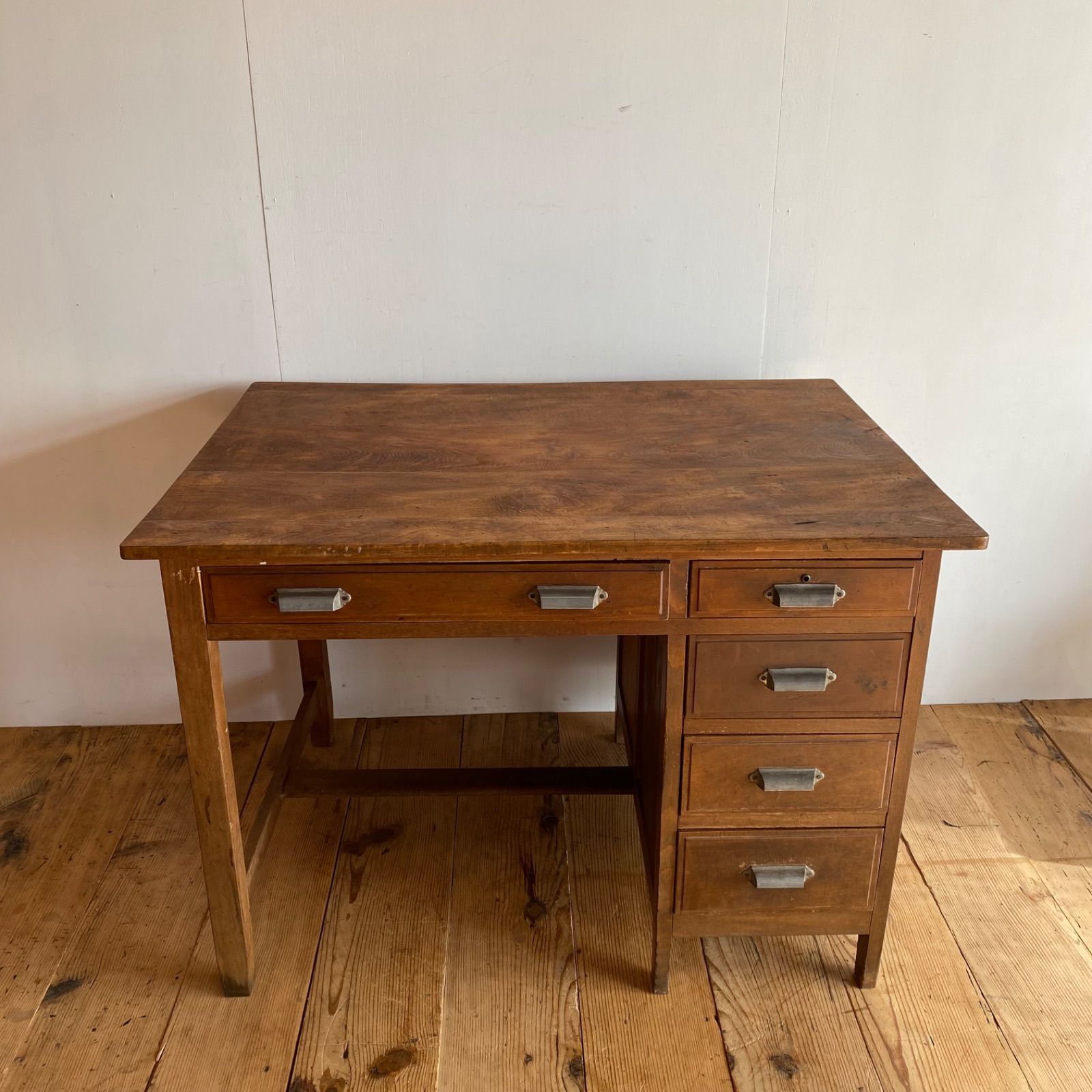 アンティーク 片袖机 デスク テーブル 作業机 古家具 引き出し収納