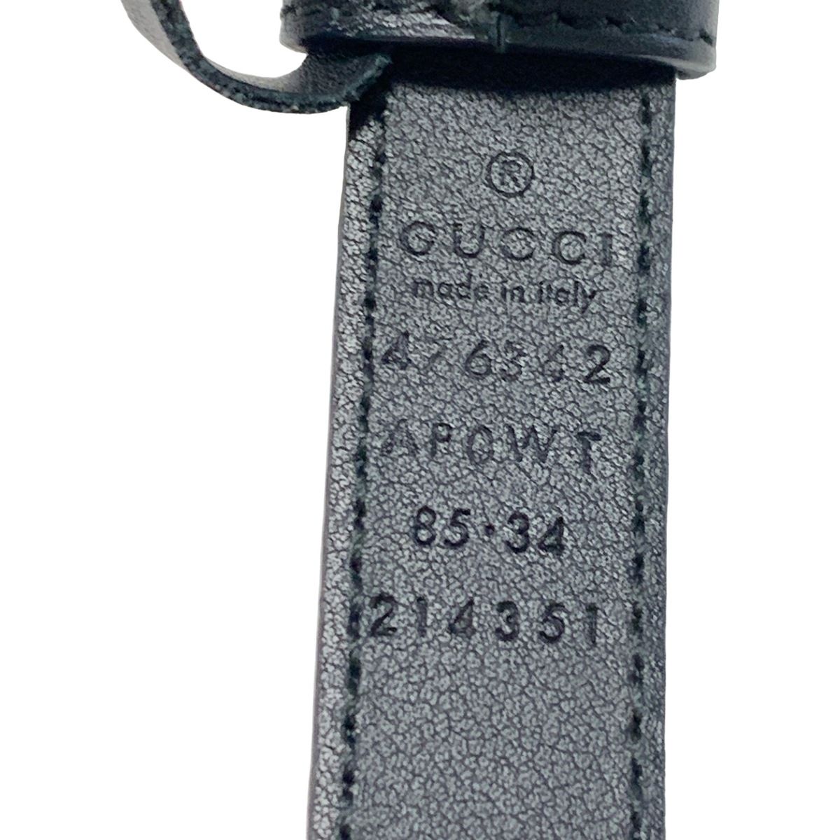 美品 グッチ 476342 ベルト レザー パール ダブルG レディース GUCCI(グッチ) ベルト - 476342 黒×ゴールド パール/ダブルG レザー