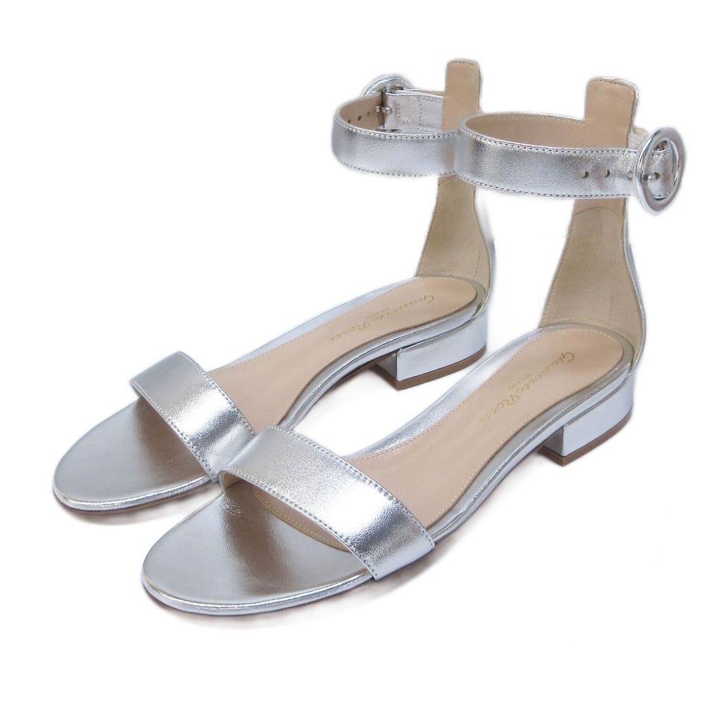 ジャンヴィトロッシ シルバー ストラップ付サンダル サイズ37 4.5cmヒール Gianvito Rossi シルバー ストラップ付き ヒール サンダル ジャン