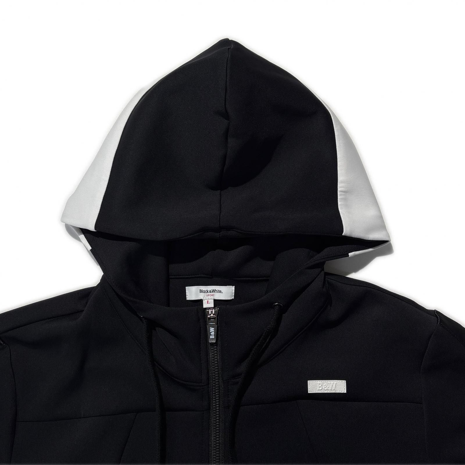 ホワイトフルジップパーカーBLACK&WHITE ブラック&ホワイト BLACK&WHITE ブラック&ホワイト ジップアップパーカー 黒 L 【公式通販】