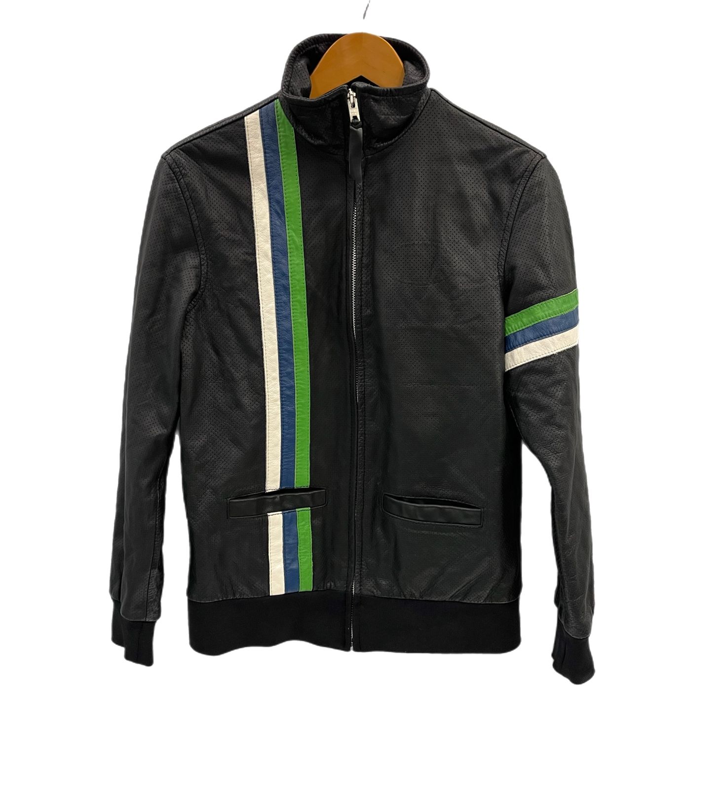 schott ショット クラシックレーサー シングル ライダース カーキ 緑 S 63895-1.jpg