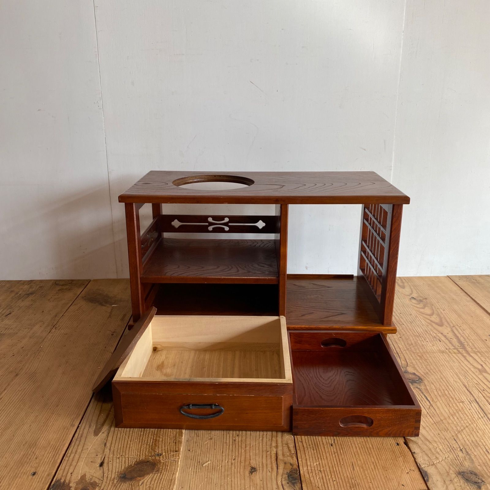 ヴィンテージ karimoku ポットワゴン 飾り棚 小引き出し 古家具 収納