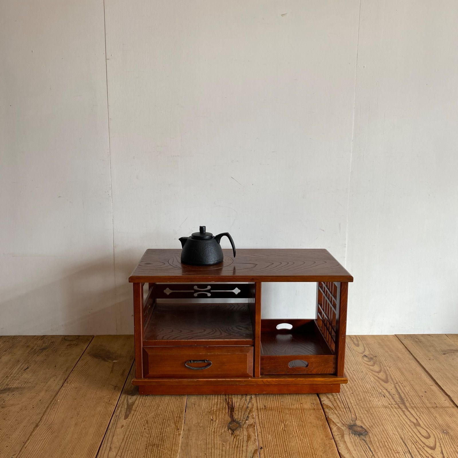 ヴィンテージ　ポットワゴン　古材　木製 ヴィンテージ karimoku ポットワゴン 飾り棚 小引き出し 古家具 収納