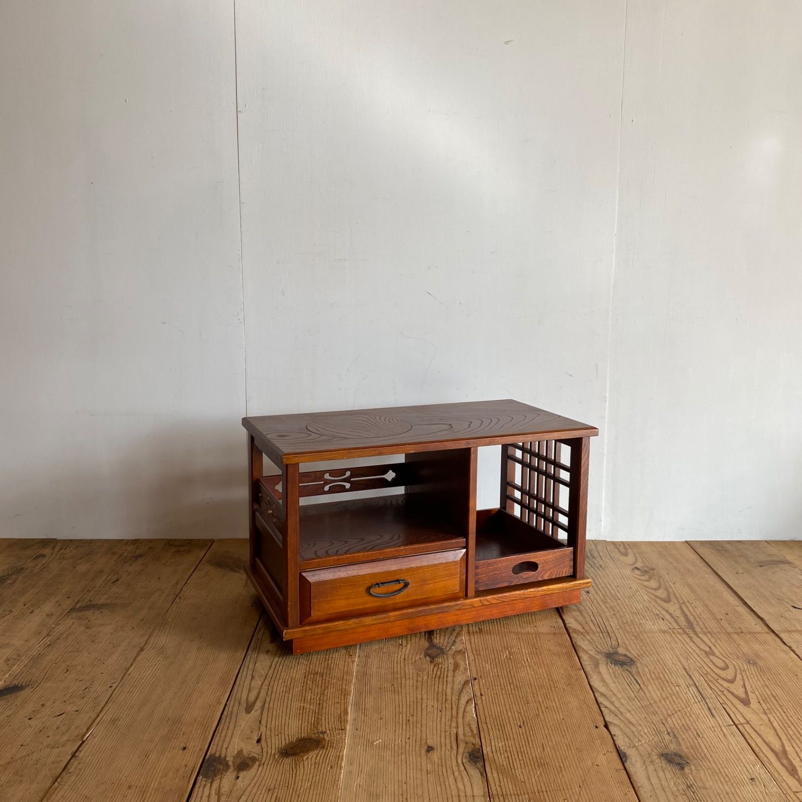 ヴィンテージ karimoku ポットワゴン 飾り棚 小引き出し 古家具 収納