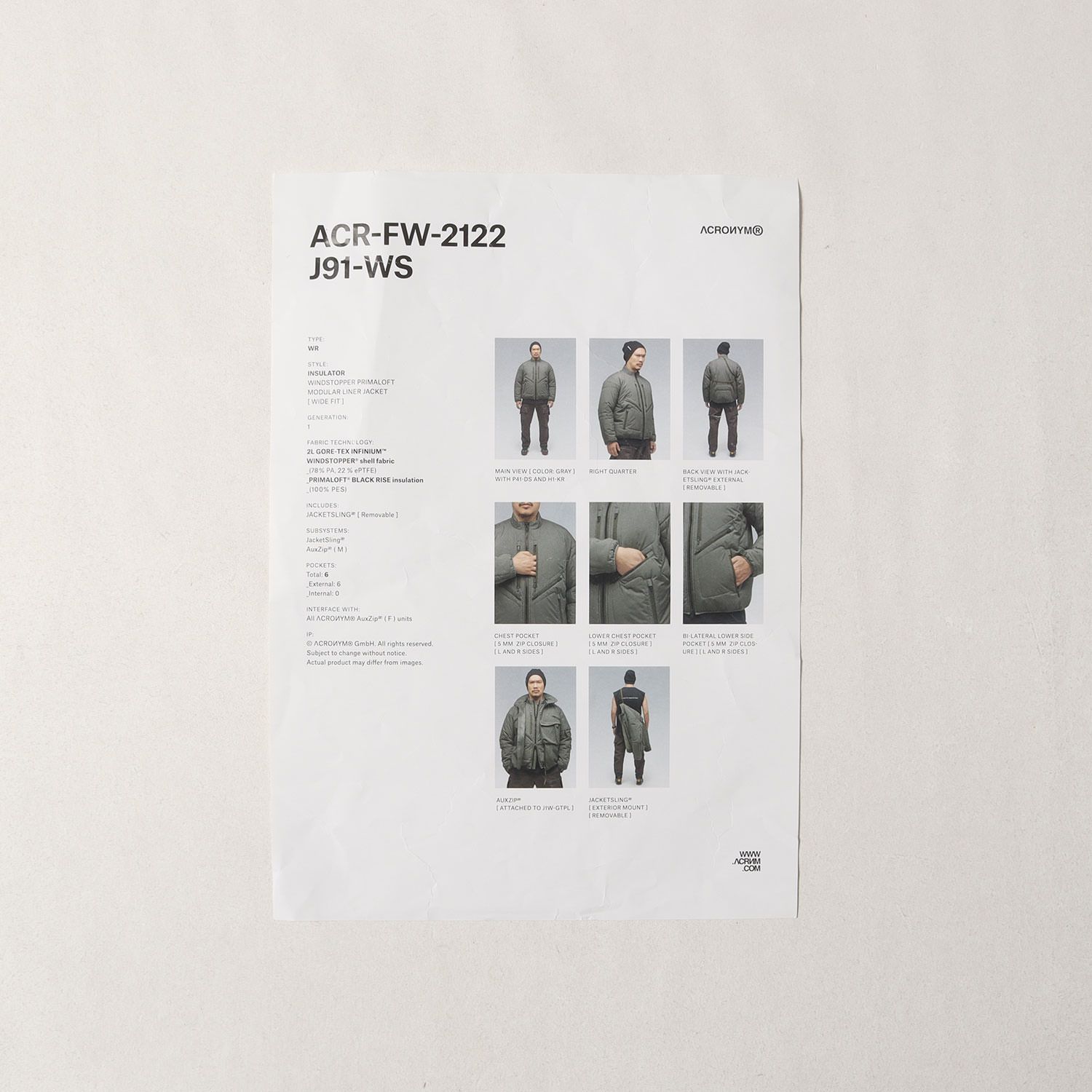 美品】ACRONYM アクロニウム ジャケット S 21AW GORE-TEX INFINIUM