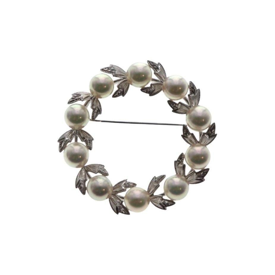 美品】ミキモト（MIKIMOTO） 真珠 パール ブローチ サークル アコヤ