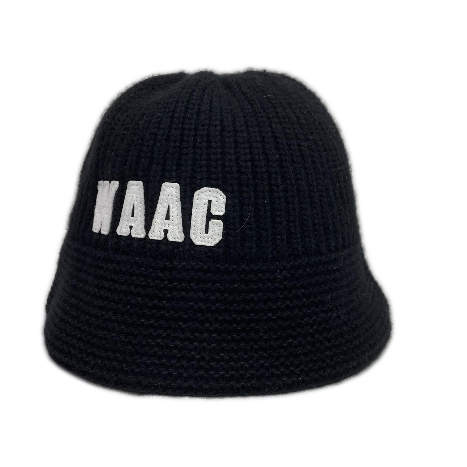  ワック WAAC バケットハット フリー ブラック ニット 刺繍ワッペン ワッキー 軽量 ベーシック