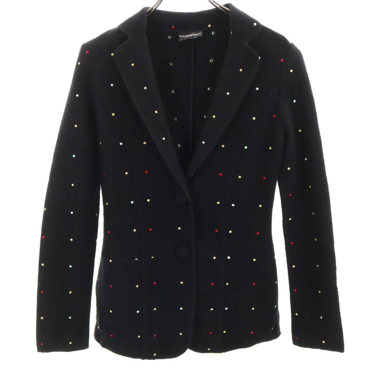極美品 エンポリオアルマーニ 幾何学 ジャガード テーラードジャケット 46 未使用 Emporio Armani エンポリオアルマーニ ドット刺繍 テーラード
