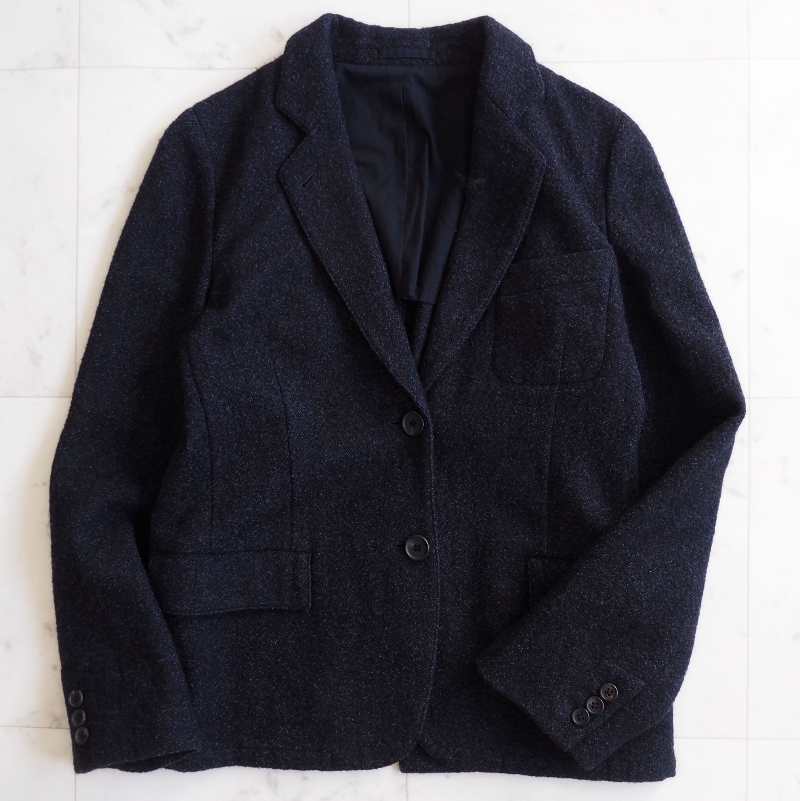 [美品] マーガレットハウエル ウール ジャケット Ⅲ日本製 ネイビー 濃紺 三連休セール！割引きクーポン6時〜発行♪【マーガレットハウエル