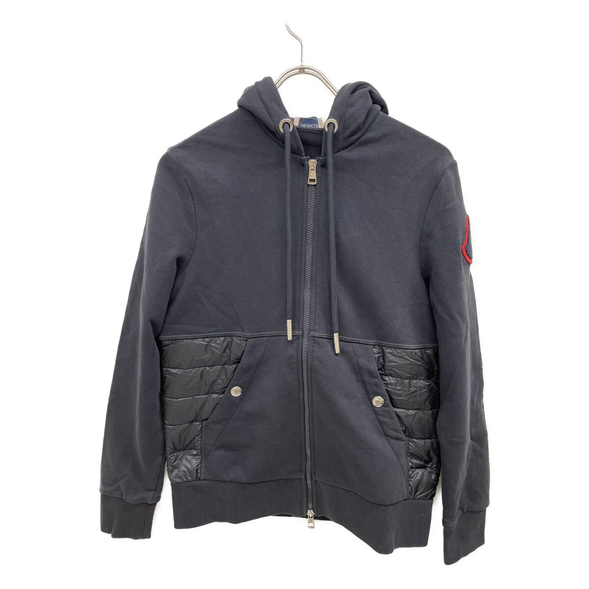 【美品】 MONCLER モンクレールダウン切り替えジップパーカーネイビーS 美品】 MONCLER モンクレールダウン切り替えジップパーカーネイビーS