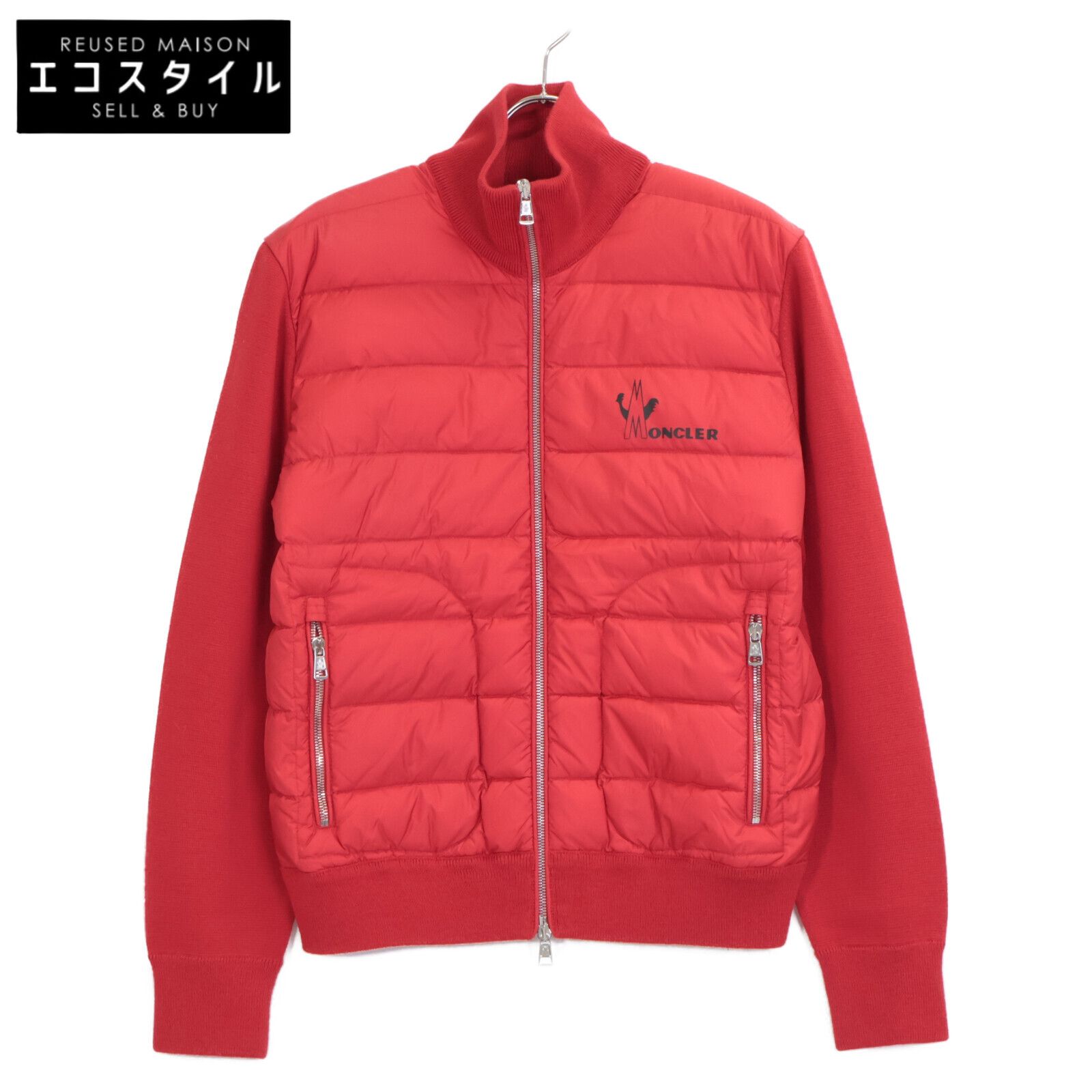 MONCLER モンクレール 19年 ﾚｯﾄﾞ ｳｰﾙ×ﾅｲﾛﾝ MAGLIONE TRICOT CARDIGAN