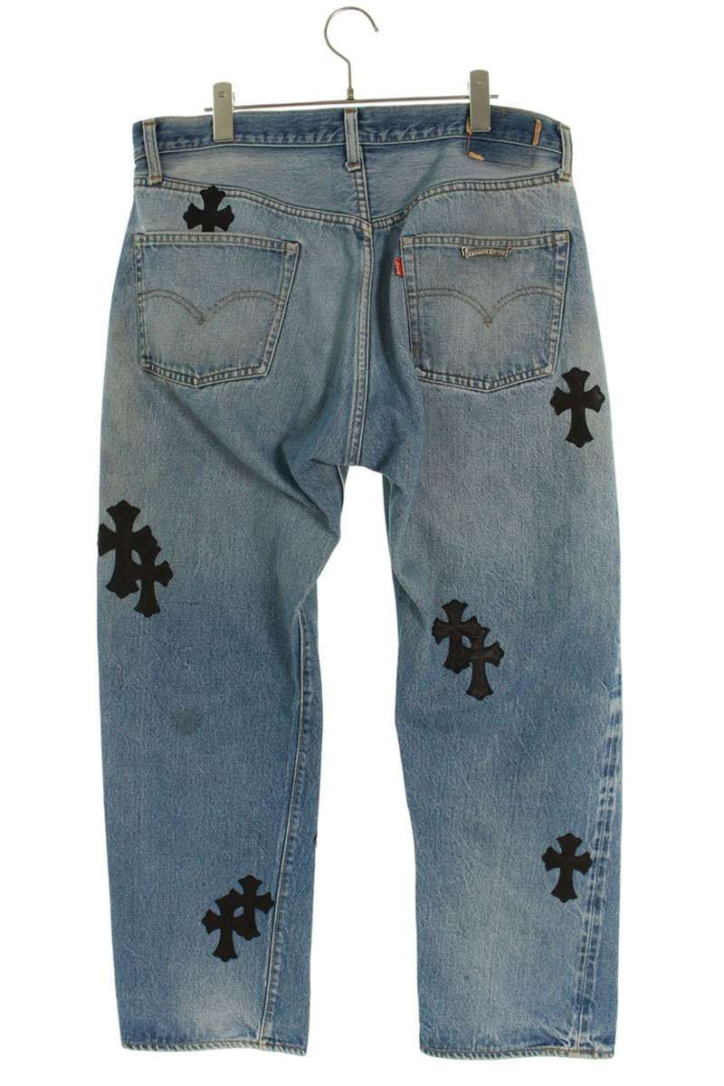 クロムハーツ ×リーバイス LEVI'S クロスパッチ付きデニムスカート 27 CHROME HEARTS × Levi's 517 VNTG Cross Leather Patch Denim Skirt